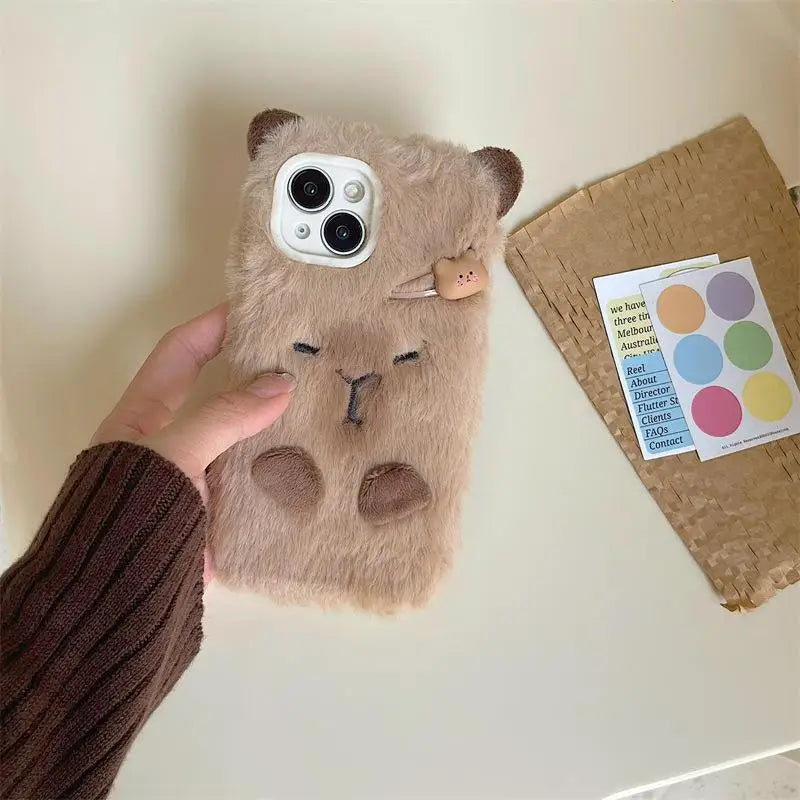 Kawaii Capybara Plush-skal 🦫💕