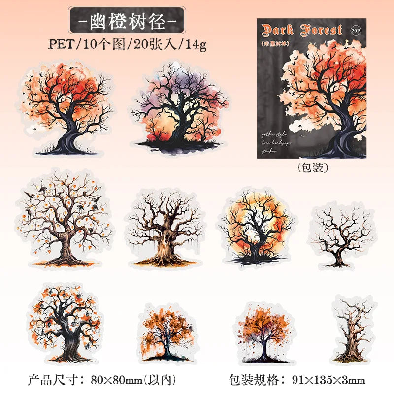 20pcs/lot Kawaii Stationery Stickers dark woods DIY Junk Journal Paper stickers Planner Decorative Mobile stickers