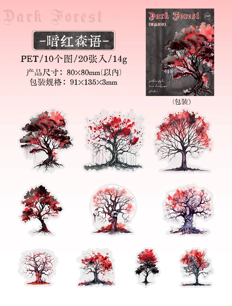 20pcs/lot Kawaii Stationery Stickers dark woods DIY Junk Journal Paper stickers Planner Decorative Mobile stickers