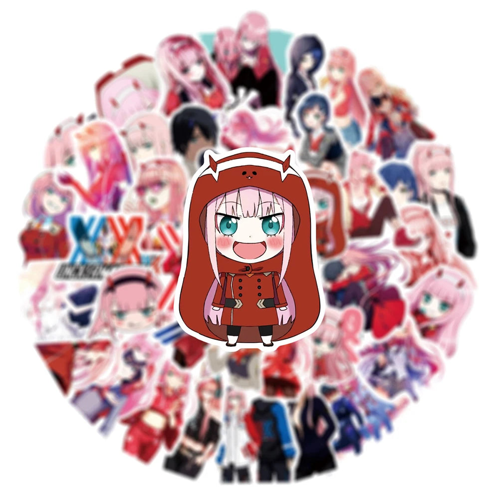 10/30/50pcs DARLING In The FRANXX Anime Stickers Cute Zero Two Cartoon Girl Sticker Suitcase Water Bottle Phone Graffiti Decals