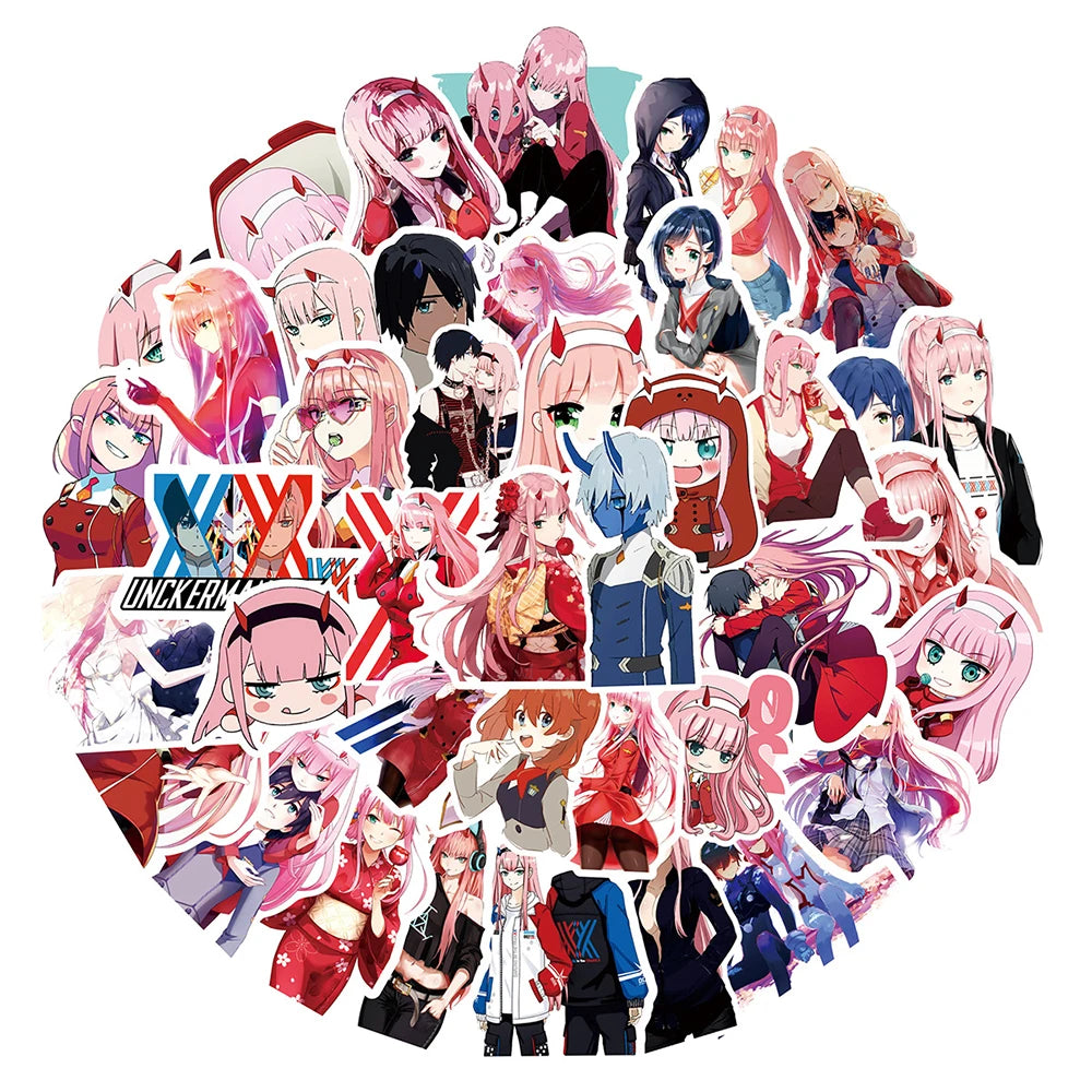 10/30/50pcs DARLING In The FRANXX Anime Stickers Cute Zero Two Cartoon Girl Sticker Suitcase Water Bottle Phone Graffiti Decals