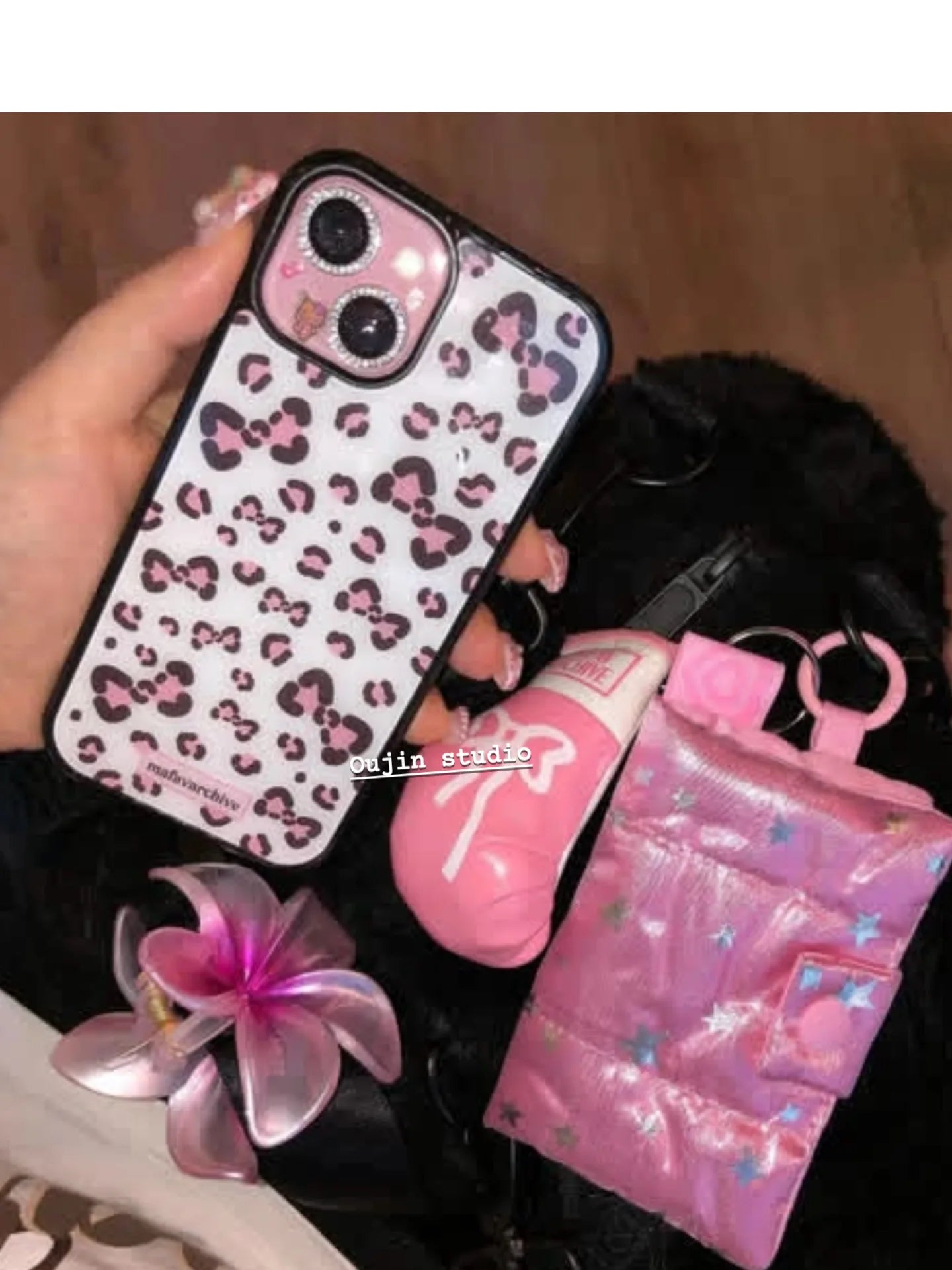 Korean Cool Girl Pink Leopard-skal 🎀✨