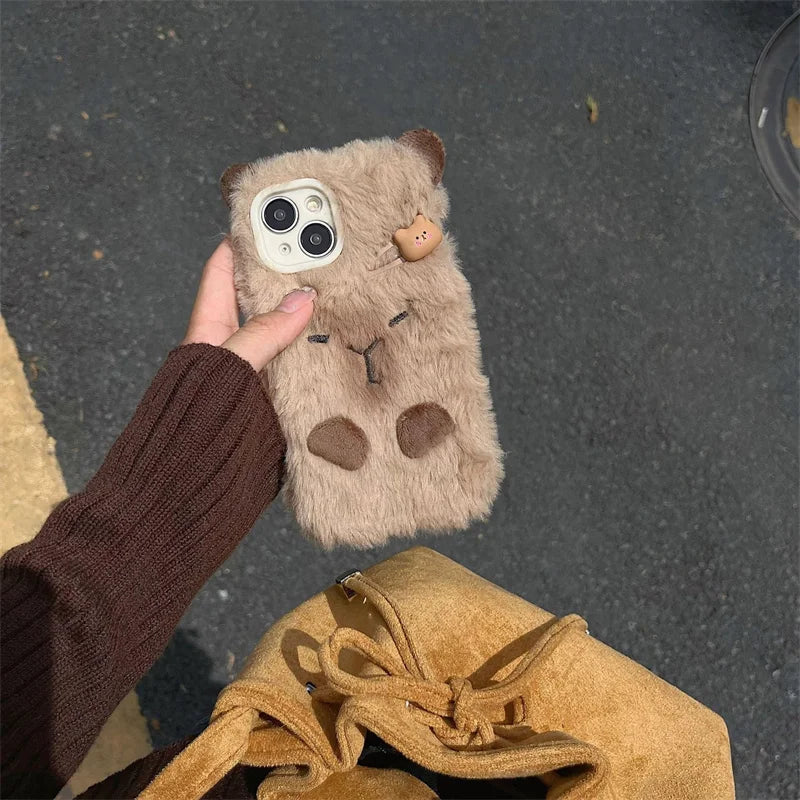 Kawaii Capybara Plush-skal 🦫💕