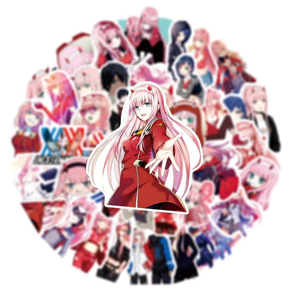 10/30/50pcs DARLING In The FRANXX Anime Stickers Cute Zero Two Cartoon Girl Sticker Suitcase Water Bottle Phone Graffiti Decals
