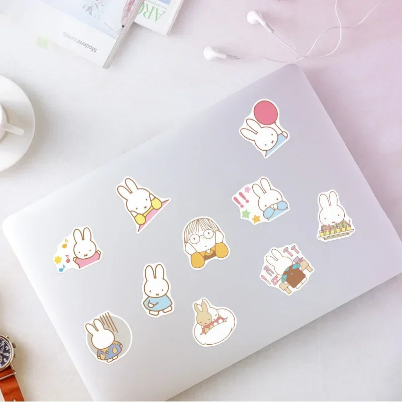 50PCS Kawaii Miffy Stickers Cute Cartoon Rabbit Girl Pocket Decoration Stickers Phone Case Ipad Notebook Waterproof Stickers Toy