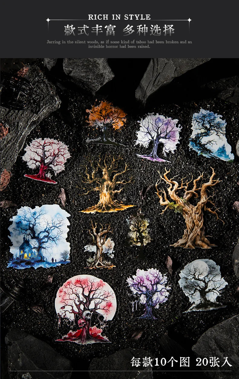 20pcs/lot Kawaii Stationery Stickers dark woods DIY Junk Journal Paper stickers Planner Decorative Mobile stickers