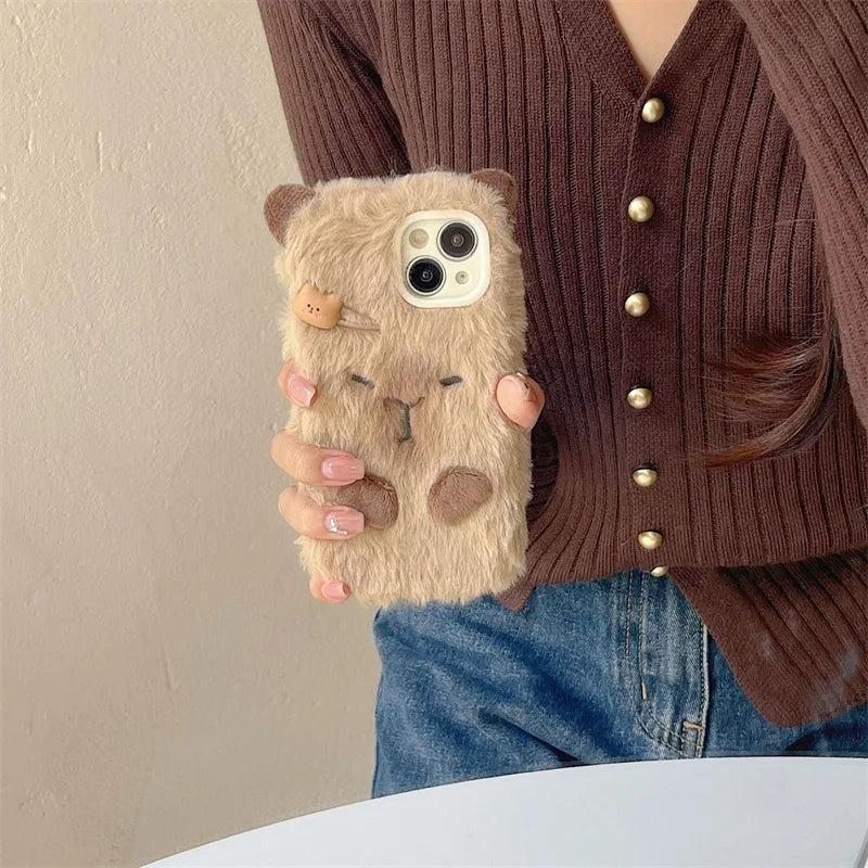 Kawaii Capybara Plush-skal 🦫💕