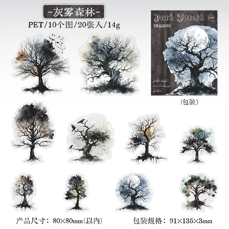 20pcs/lot Kawaii Stationery Stickers dark woods DIY Junk Journal Paper stickers Planner Decorative Mobile stickers