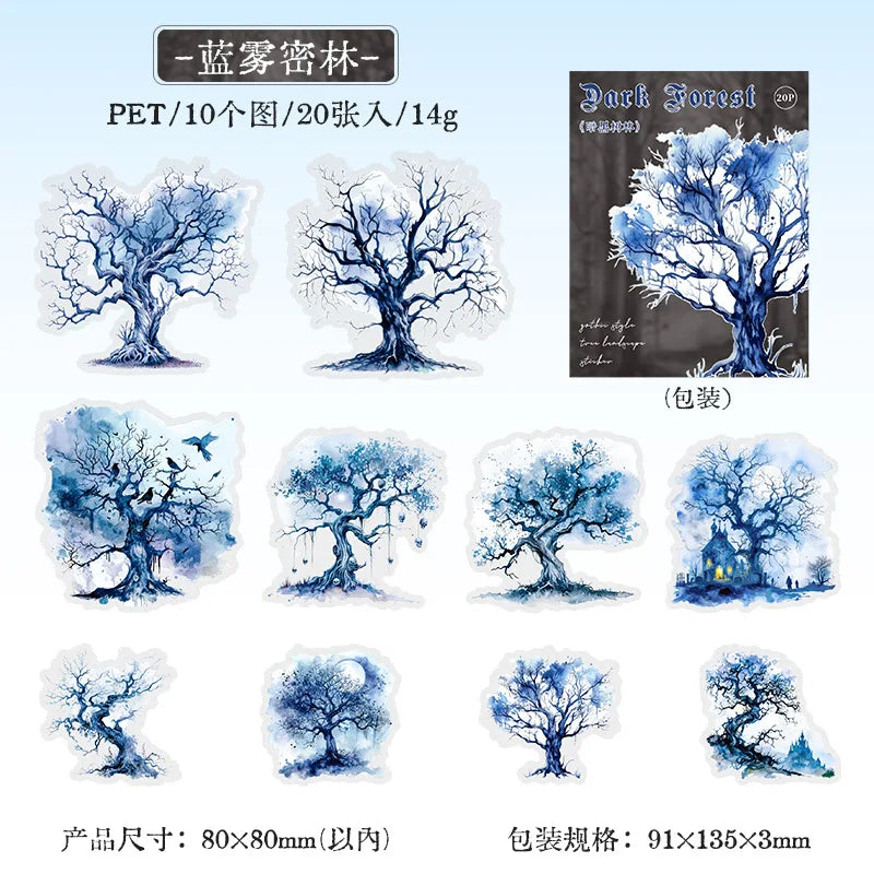 20pcs/lot Kawaii Stationery Stickers dark woods DIY Junk Journal Paper stickers Planner Decorative Mobile stickers