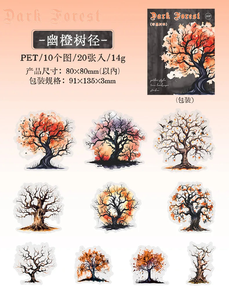 20pcs/lot Kawaii Stationery Stickers dark woods DIY Junk Journal Paper stickers Planner Decorative Mobile stickers