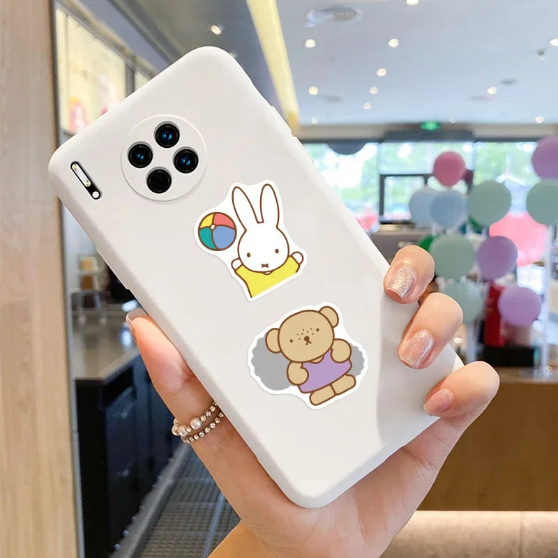 50PCS Kawaii Miffy Stickers Cute Cartoon Rabbit Girl Pocket Decoration Stickers Phone Case Ipad Notebook Waterproof Stickers Toy
