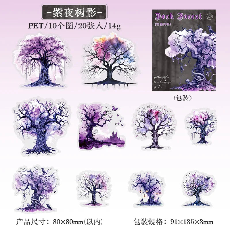 20pcs/lot Kawaii Stationery Stickers dark woods DIY Junk Journal Paper stickers Planner Decorative Mobile stickers