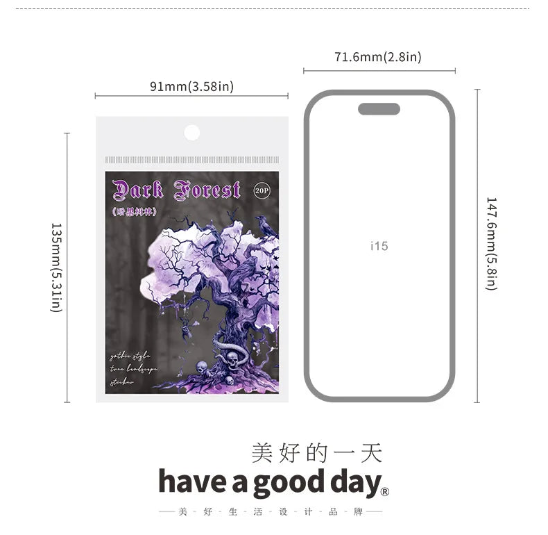 20pcs/lot Kawaii Stationery Stickers dark woods DIY Junk Journal Paper stickers Planner Decorative Mobile stickers