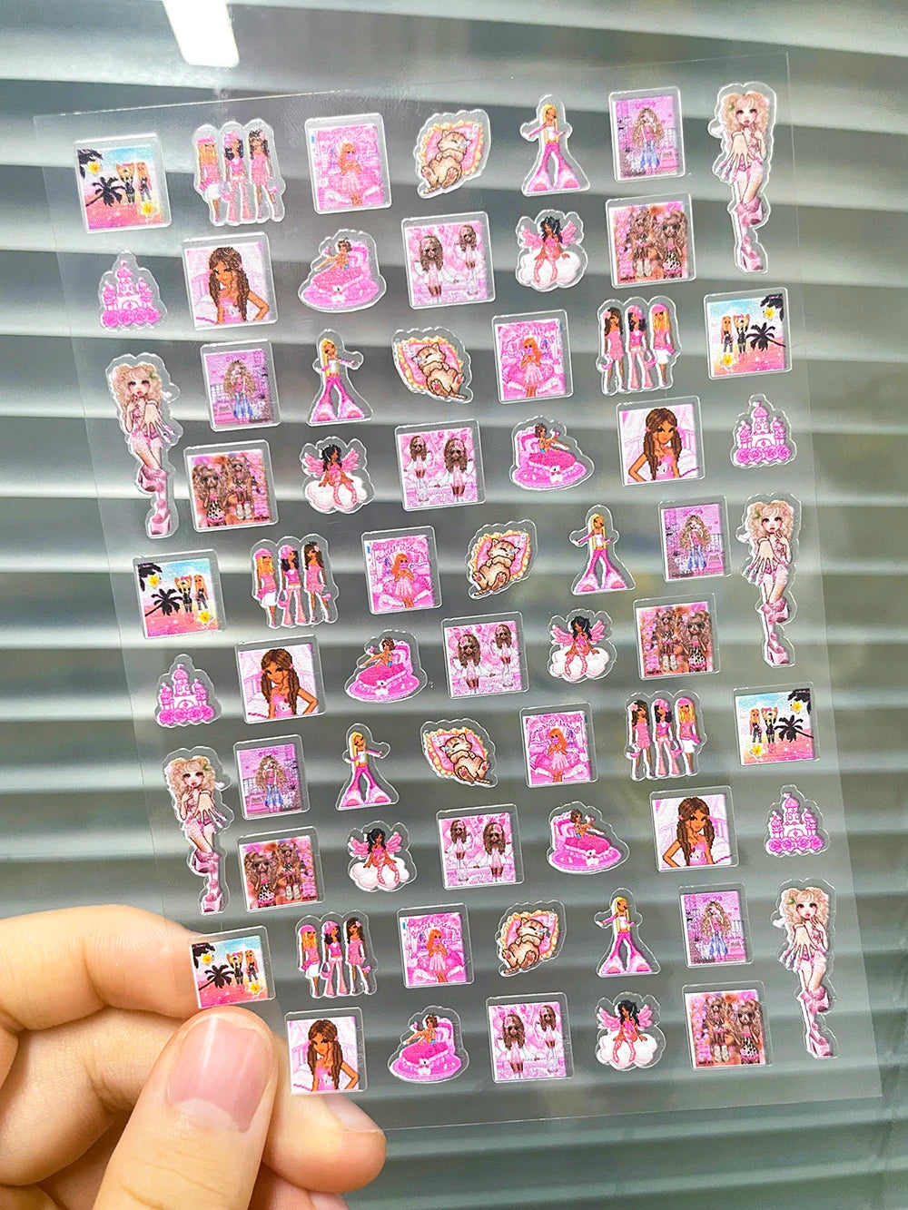 DIY 63Pcs/Piece Kawaii Nail Sticker Girl Sticker Cute Water Bottle Notebook Suitcase Diary Sticker Material Gifts Decorations