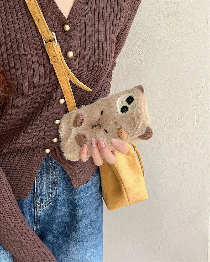 Kawaii Capybara Plush-skal 🦫💕