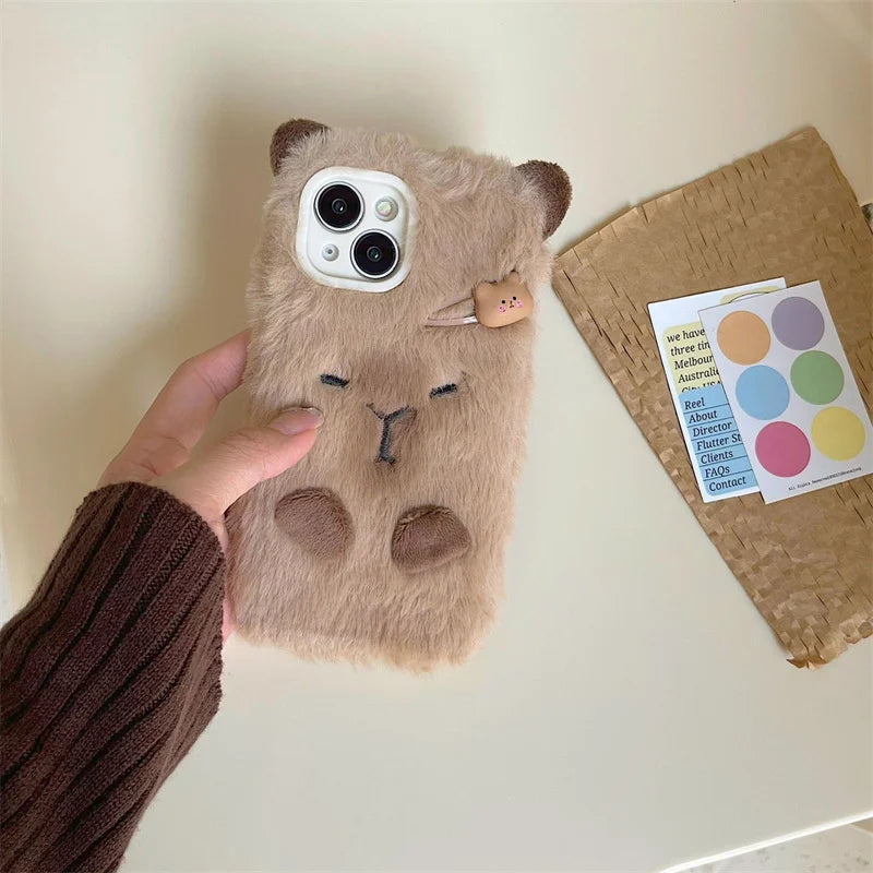 Kawaii Capybara Plush-skal 🦫💕
