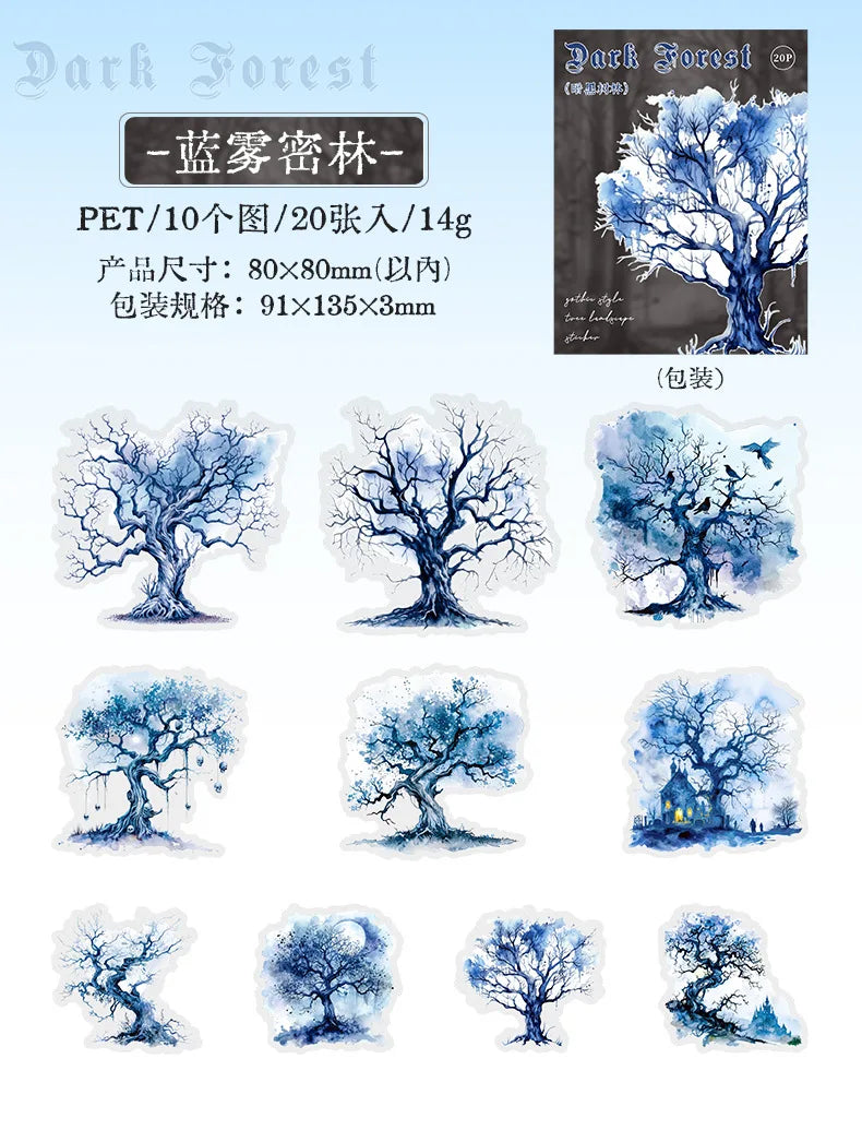 20pcs/lot Kawaii Stationery Stickers dark woods DIY Junk Journal Paper stickers Planner Decorative Mobile stickers