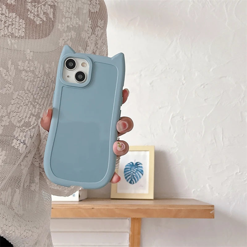 3D Kattöron iPhone Skal - Kawaii Style 🐱