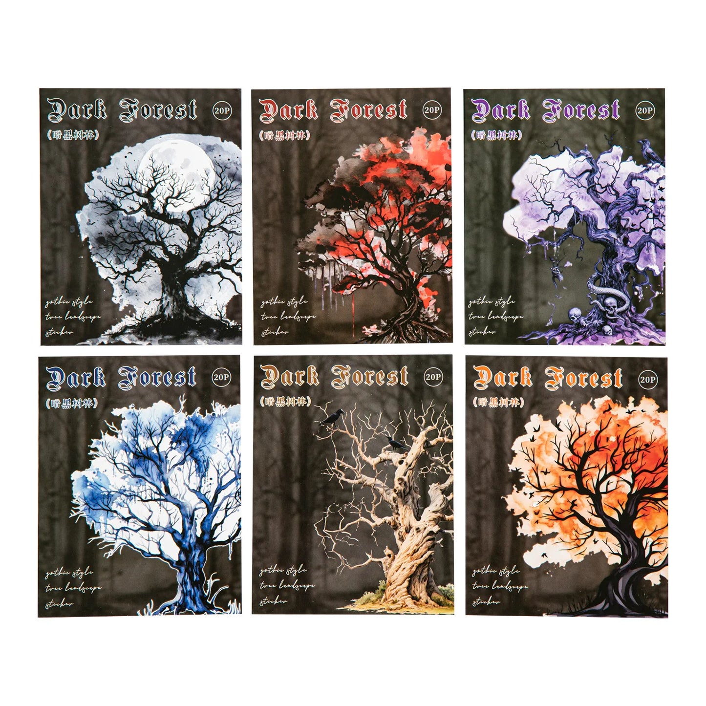 20pcs/lot Kawaii Stationery Stickers dark woods DIY Junk Journal Paper stickers Planner Decorative Mobile stickers