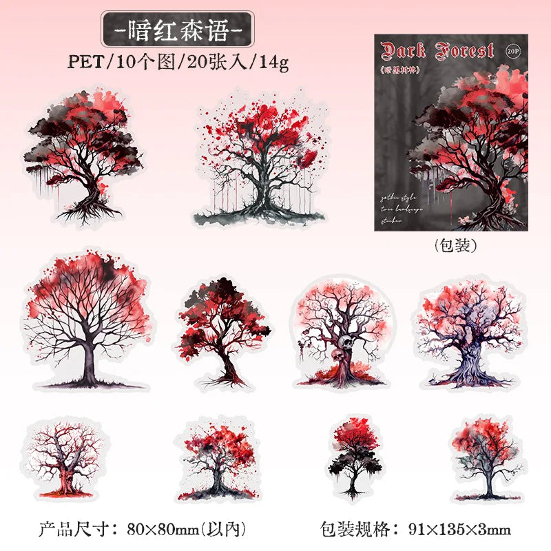 20pcs/lot Kawaii Stationery Stickers dark woods DIY Junk Journal Paper stickers Planner Decorative Mobile stickers