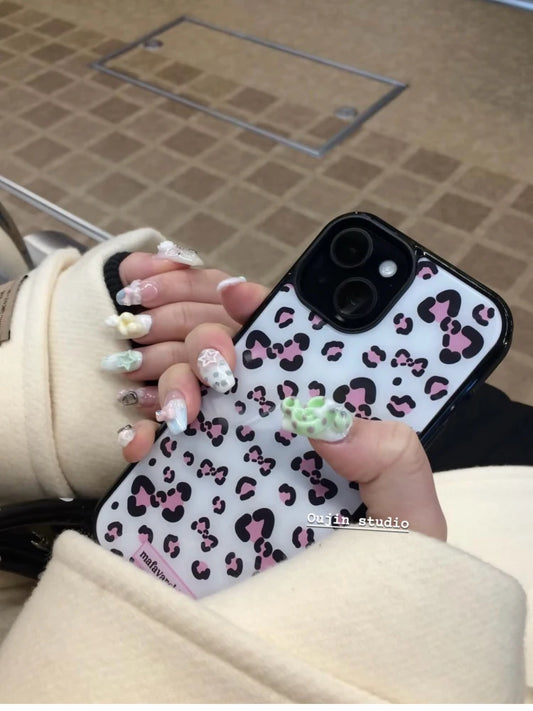 Korean Cool Girl Pink Leopard-skal 🎀✨